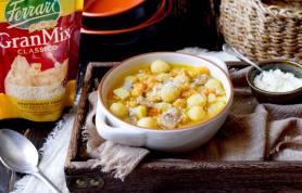 Minestra di zucca e funghi con palline di GranMix