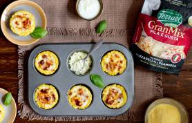 Cestini di polenta con GranMix Fila e Gusta e speck