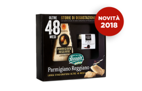 Natale di preziosi sapori: la nuova confezione con un deciso formaggio Parmigiano Reggiano 48 mesi e perle di aceto balsamico di Modena IGP