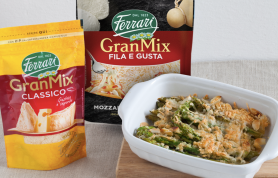 Asparagi gratinati alle mandorle e GranMix Ferrari
