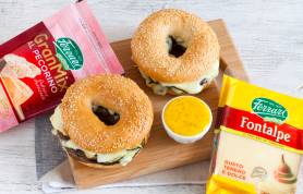 Bagel con melanzane, Fontalpe Ferrari e salsa carbonara al GranMix al Pecorino Ferrari