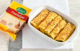 Cannelloni di crepes ripieni di avocado e Fontalpe Ferrari con granella di nocciole