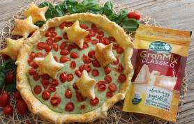 Sfoglia di crema di GranMix Classico aromatizzata al basilico con dadolata di datterini