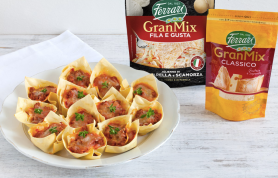 Mini lasagna al ragù di salsiccia e GranMix Fila e Gusta Ferrari