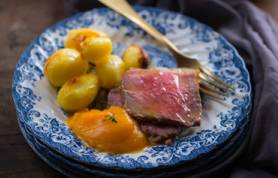 Purea di zucca al timo e roast beef