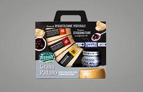 Confezione Grana Padano 10 mesi, 16 mesi e 20 mesi Riserva con Amarena Fabbri