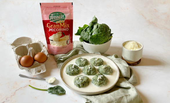 Gnudi con crema GranMix al Pecorino