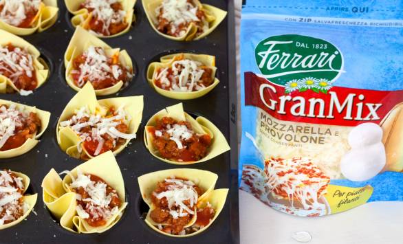Mini lasagna al ragù di salsiccia e GranMix Fila e Gusta Ferrari