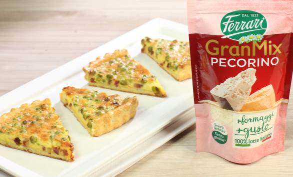 Quiche speck, piselli e pecorino