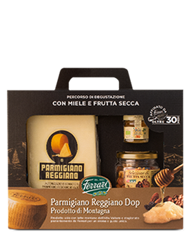 Percorso di Degustazione: Parmigiano Reggiano DOP Prodotto di Montagna 30 mesi con miele e frutta secca