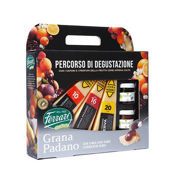 Tris stagionatura Grana Padano e Fiordifrutta Rigoni Asiago