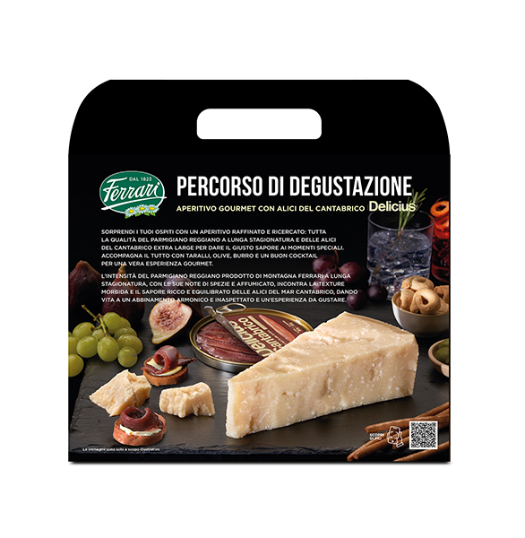 Confezione regalo Parmigiano Reggiano Prodotto di Montagna e Alici del Cantabrico